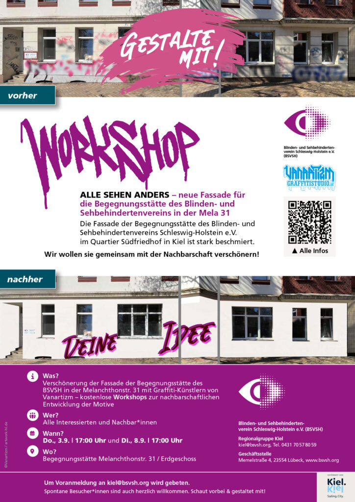 Werbeplakat zu Workshops am 3. und 8.09.2026, enthält alle Informationen aus dem Text